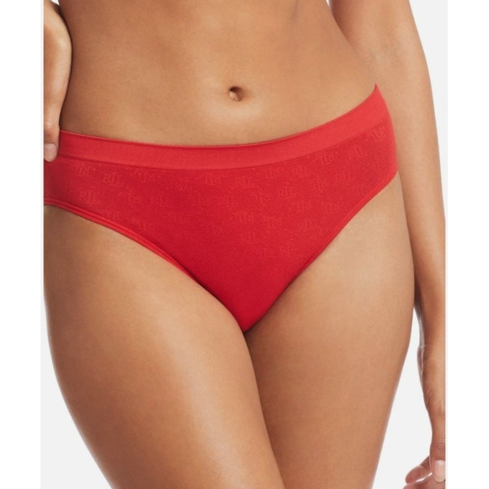 Lauren Ralph Lauren Womens Red Monogram Seamless Bikini Panties Size Medium NWT